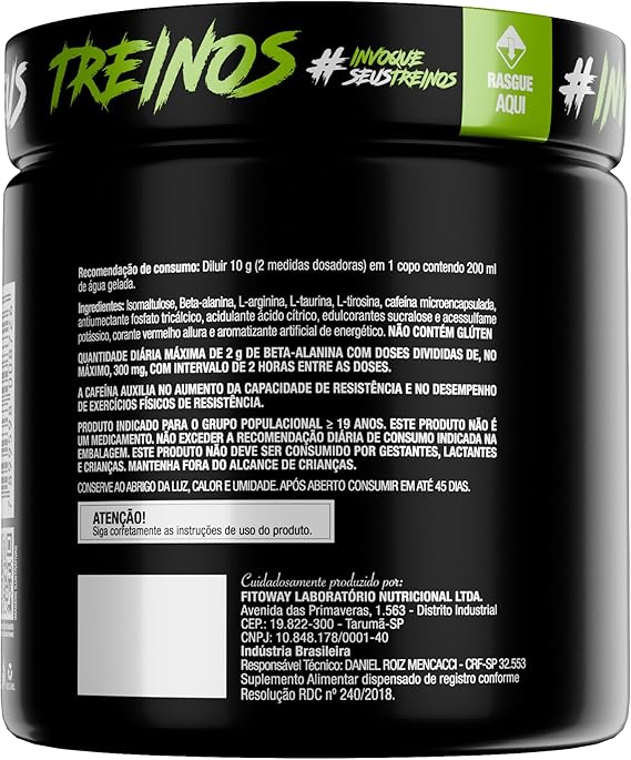 FTW Pré-Treino Diabo Verde em Pó com Cafeína, Aminoácidos Beta‑Alanina e Arginina para Treinos e Atividades Físicas - Pote 300 g (Energético) - Image 2